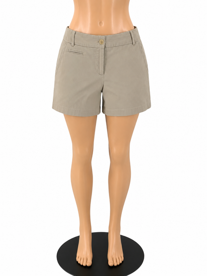Talbots Classic Khaki Chino Shorts Cotton Stretch Mid Rise Size 2