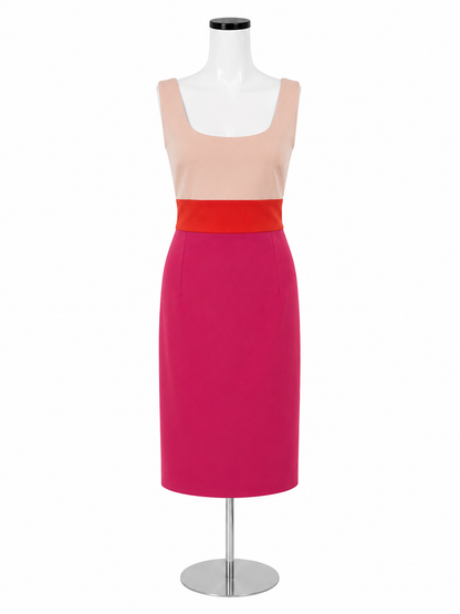 Donna Morgan Pink Red Fuchsia Colorblock Sheath Dress Size 12