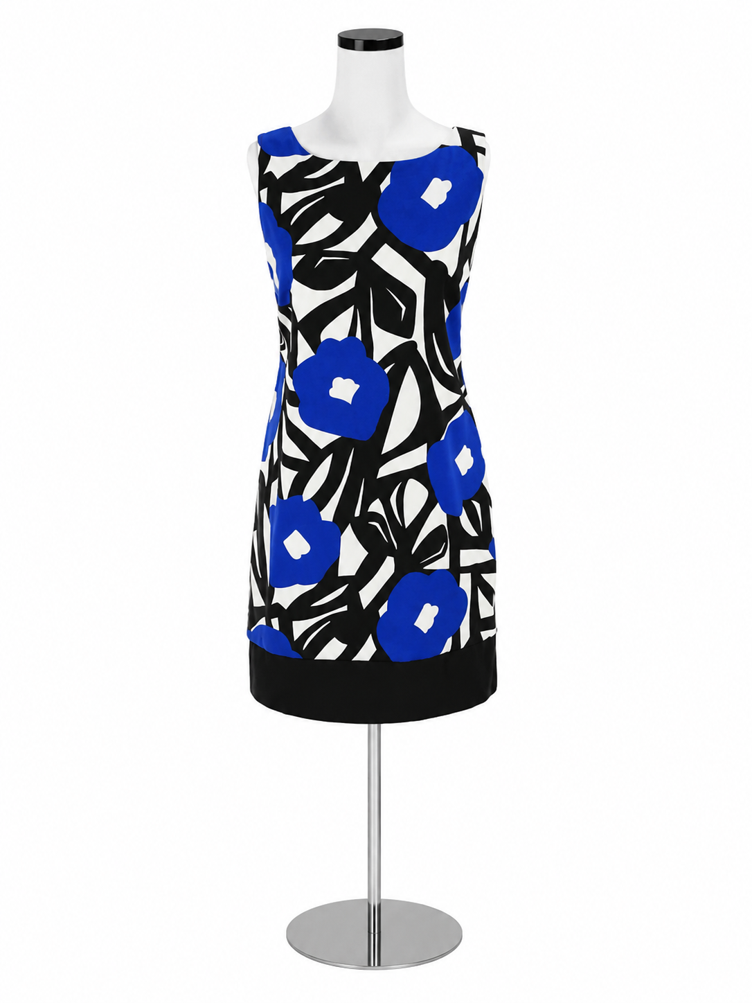 AB Studio Blue Floral Print Colorblock Shift Dress Size 6
