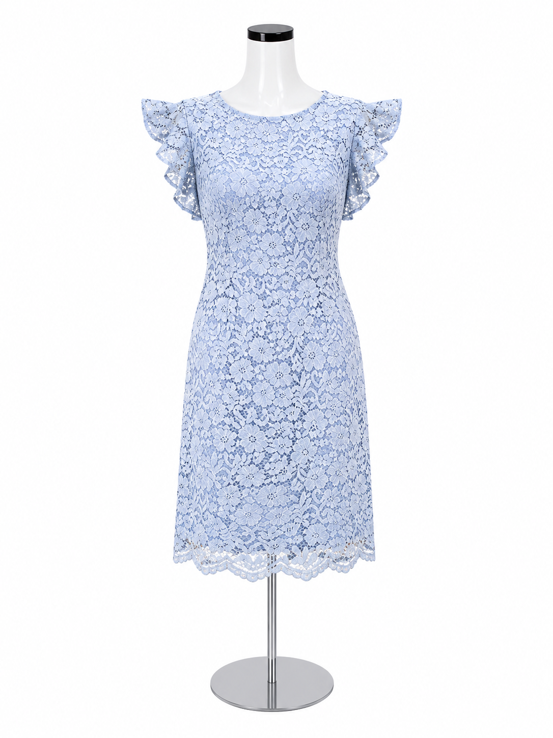 Ralph Lauren Baby Blue Floral Lace Sleeveless Sheath Dress Size 6