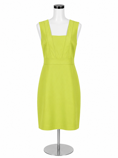 Ann Taylor Neon Yellow Square Neck Sheath Dress Size 6