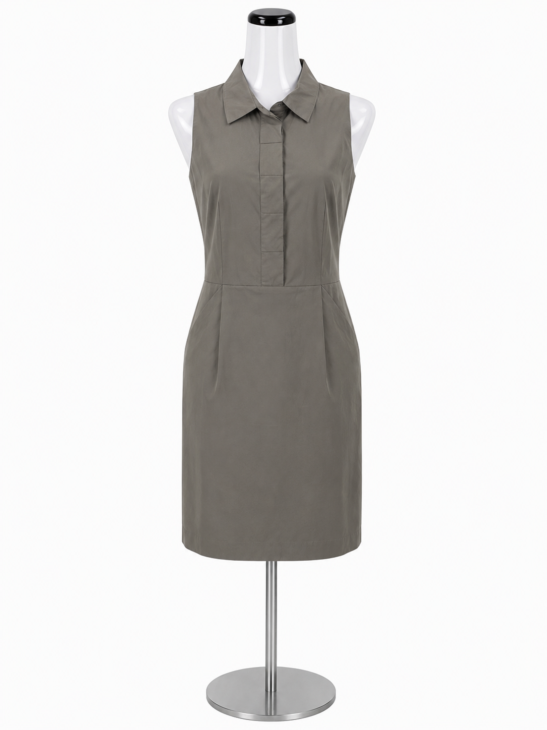 Ann Taylor NWT Sleeveless Greige Sheath Shirt Dress Size 8