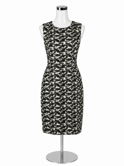 Calvin Klein Black &amp; White Abstract Jacquard Sheath Dress Size 4