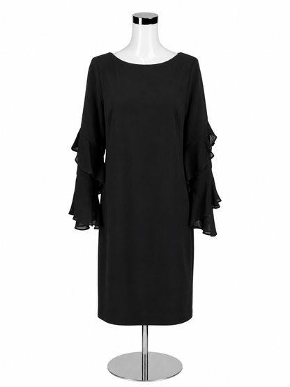 Calvin Klein Black Tiered Ruffle Sleeve Sheath Dress Size 12