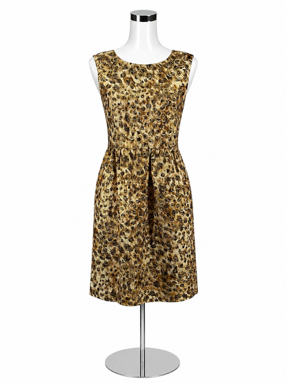 J. Crew Collection Metallic Leopard Jacquard Bow Back Dress Size 4