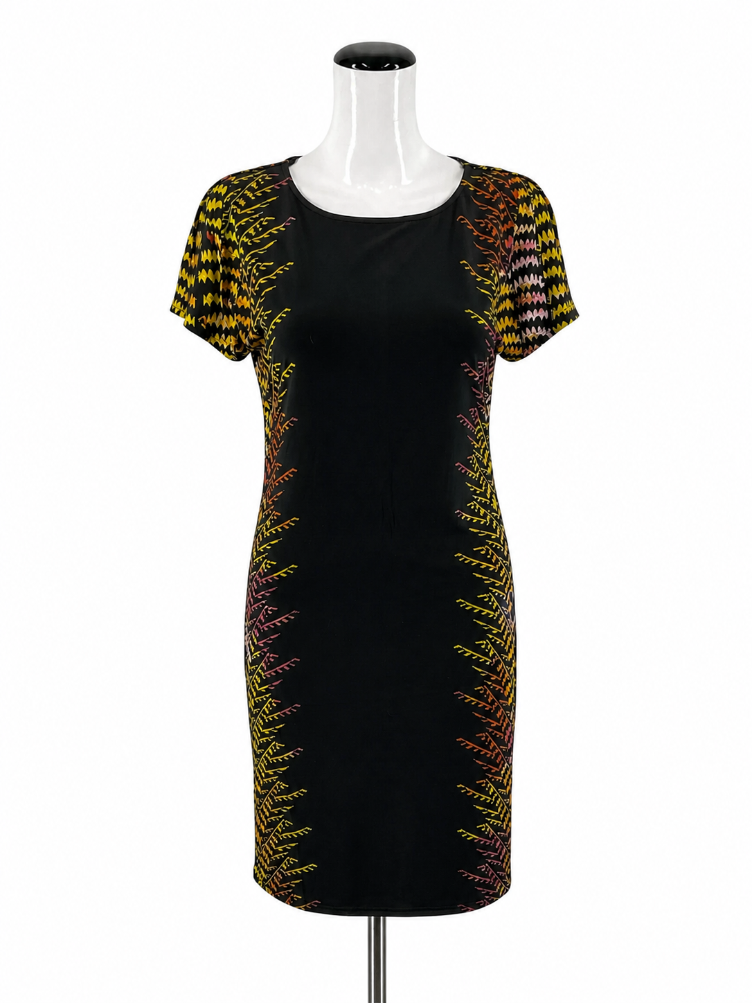Carmen Marc Valvo black/yellow/orange Sheath Floral Fern Print Scuba Sheath Dress Size XS NWT - Size XS