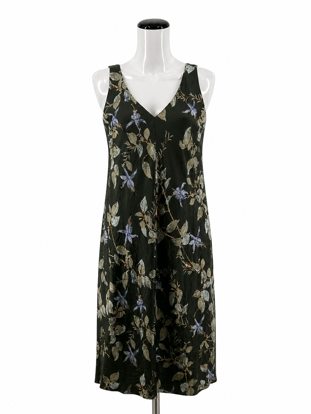Vince Green/blue Midi Painted Vine Floral Slip Dress NWT Size XS - Size XS