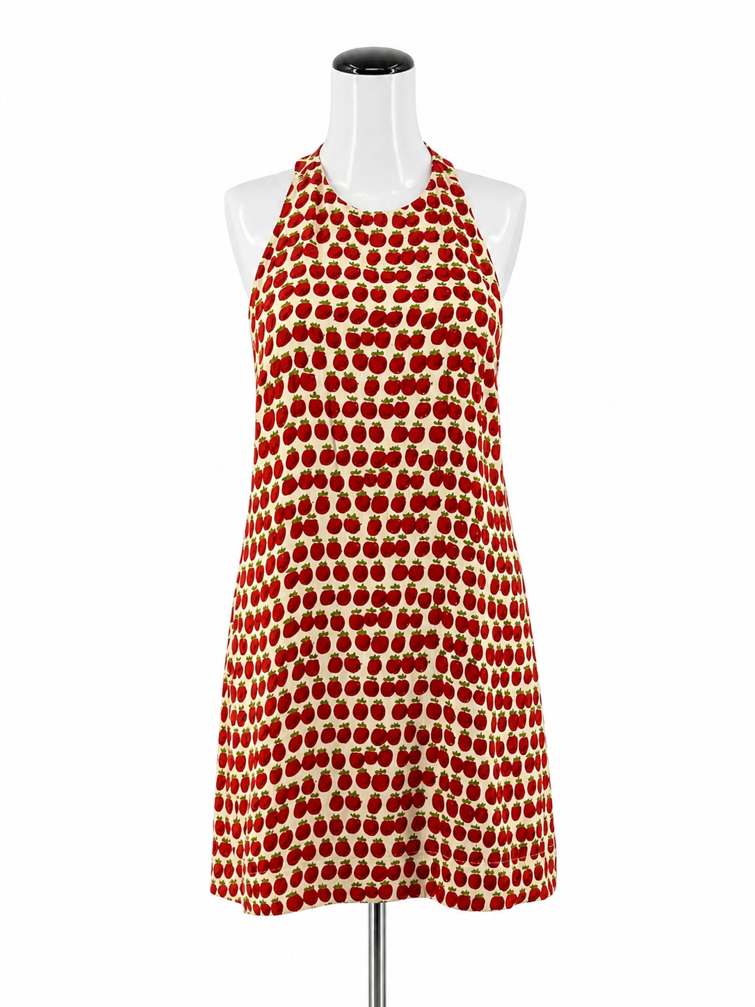 Reformation tan/red Mini Kourtney Halter Mini Dress Apple Print Size 6 NWT - Size 6