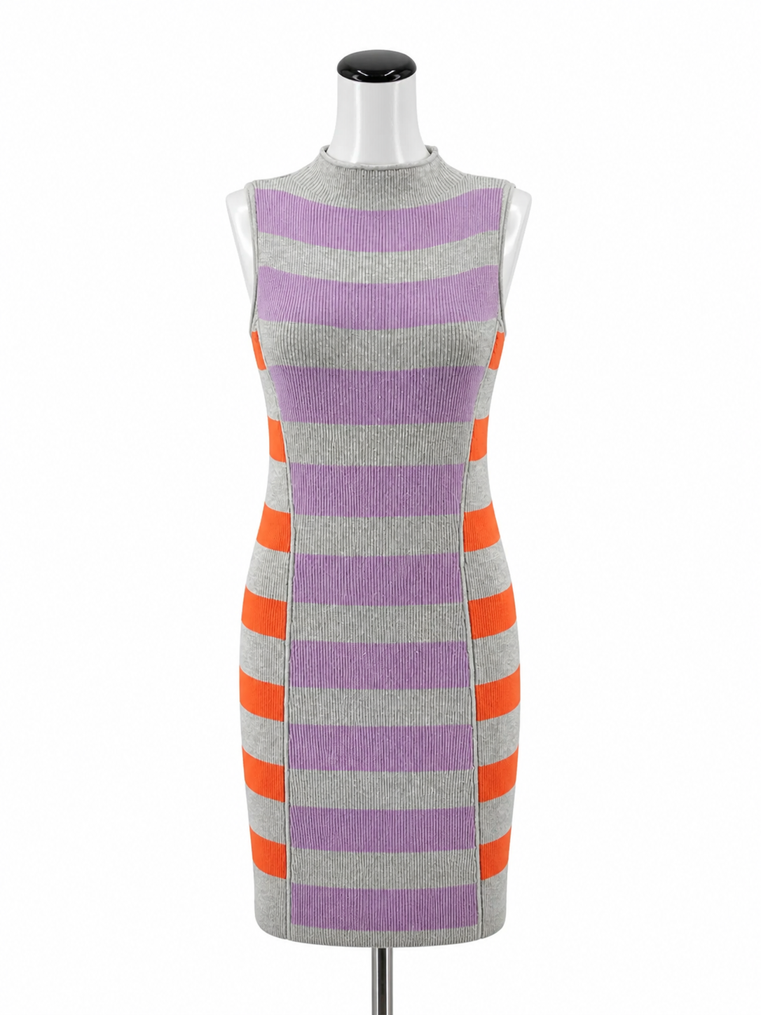 Daily Practice by Anthropologie gray/purple/orange Sleeveless Striped Midi Sweater Dress Size Large NWT - Size L