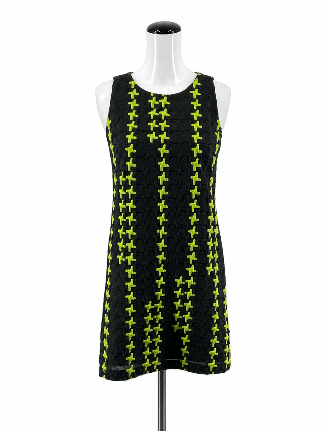 Milly Plus Print Jacquard Sheath Dress Black &amp; Lime Green NWT Size 2