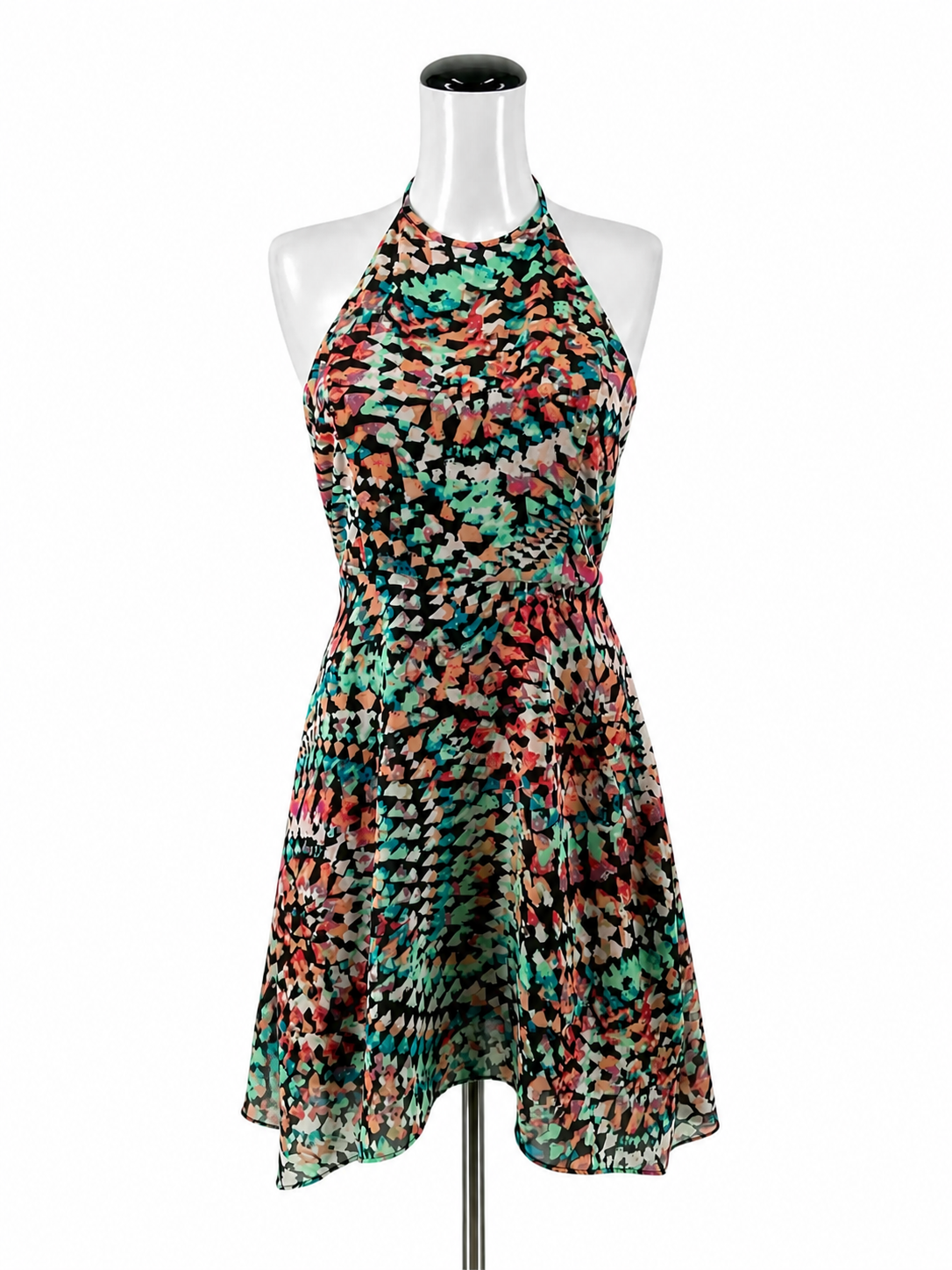Geometric Kaleidoscope Halter Mini Dress Size 4 NWT