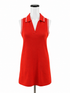 Spanx x Maggy London Orange/White A-Line Polo Dress XS Red White Piping Zip Front Athleisure - Size XS
