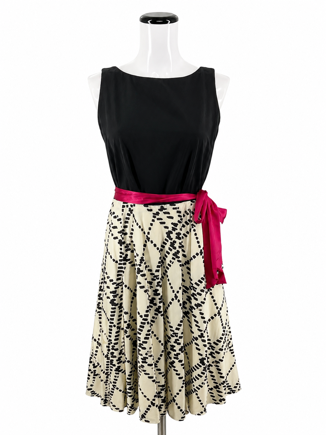 Lilly Pulitzer black/tan A-Line Trista Dress Silk Chain Link Print Size 10 - Size 10