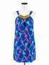 Lilly Pulitzer blue/pink/green Shift Elsa Silk Halter Dress Tassels Print Size 2 - Size 2