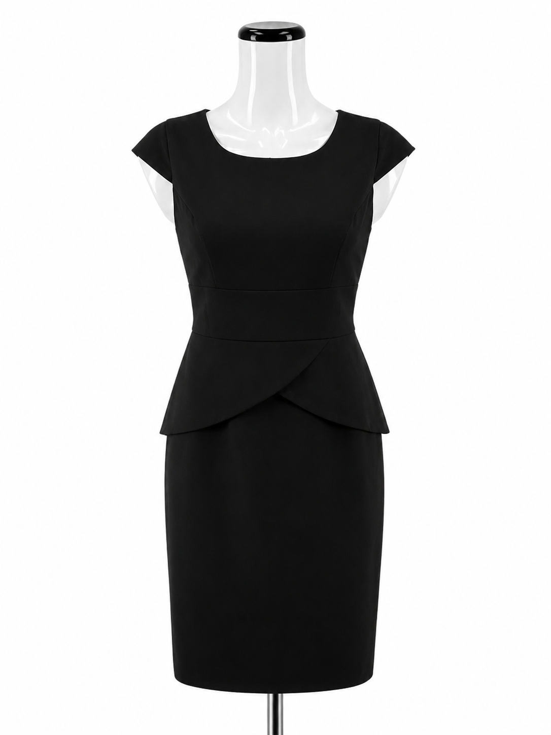 Calvin Klein Black Sheath Black Peplum Cap Sleeve Sheath Dress Size 2 NWT - Size 2