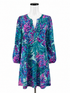 Lilly Pulitzer Turquoise/Pink Shift Cassi T-Shirt Dress Medium Sink Or Swim Print UPF 50+ - Size M