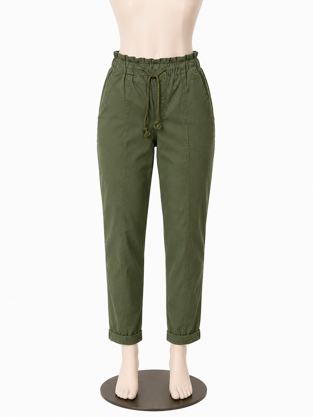LOFT Army Green Paperbag Waist Drawstring Jogger Pants Size Medium