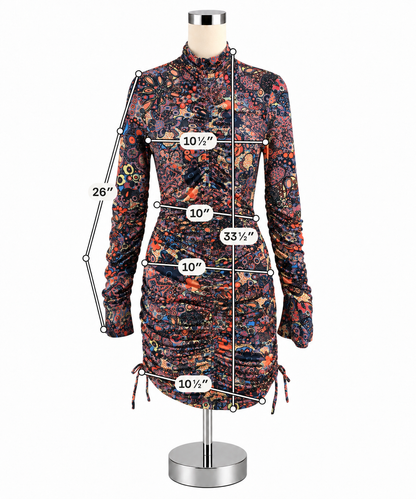 A.L.C. Kieran Ruched Floral Mock Neck Mini Dress Size Medium