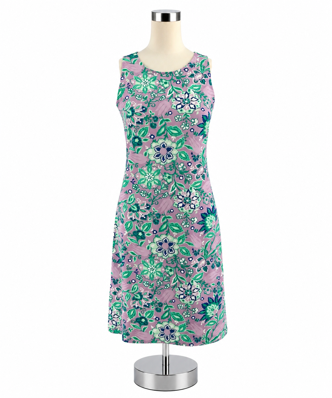 Talbots Petite Floral Keyhole Back Sheath Dress Lavender Green Size Small Petite