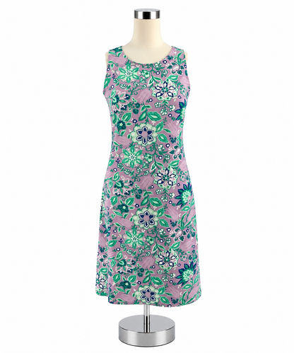 Talbots Petite Floral Keyhole Back Sheath Dress Lavender Green Size Small Petite