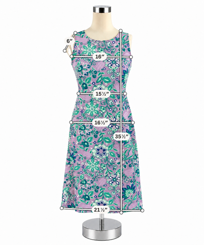 Talbots Petite Floral Keyhole Back Sheath Dress Lavender Green Size Small Petite