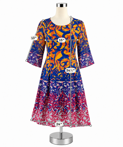 Rabbit Rabbit Rabbit Tabbi Designs Abstract Bell Sleeve Shift Dress Size 10