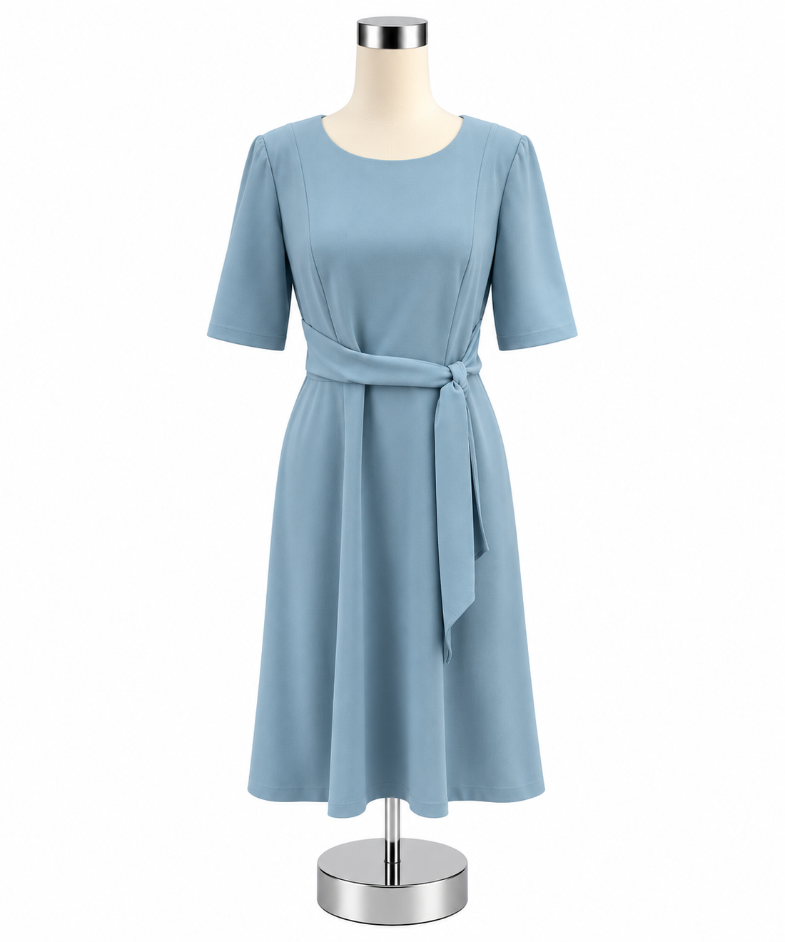 Adrianna Papell Light Blue Crepe Short Sleeve Sheath Midi Dress Size 8 - ONLINE ONLY