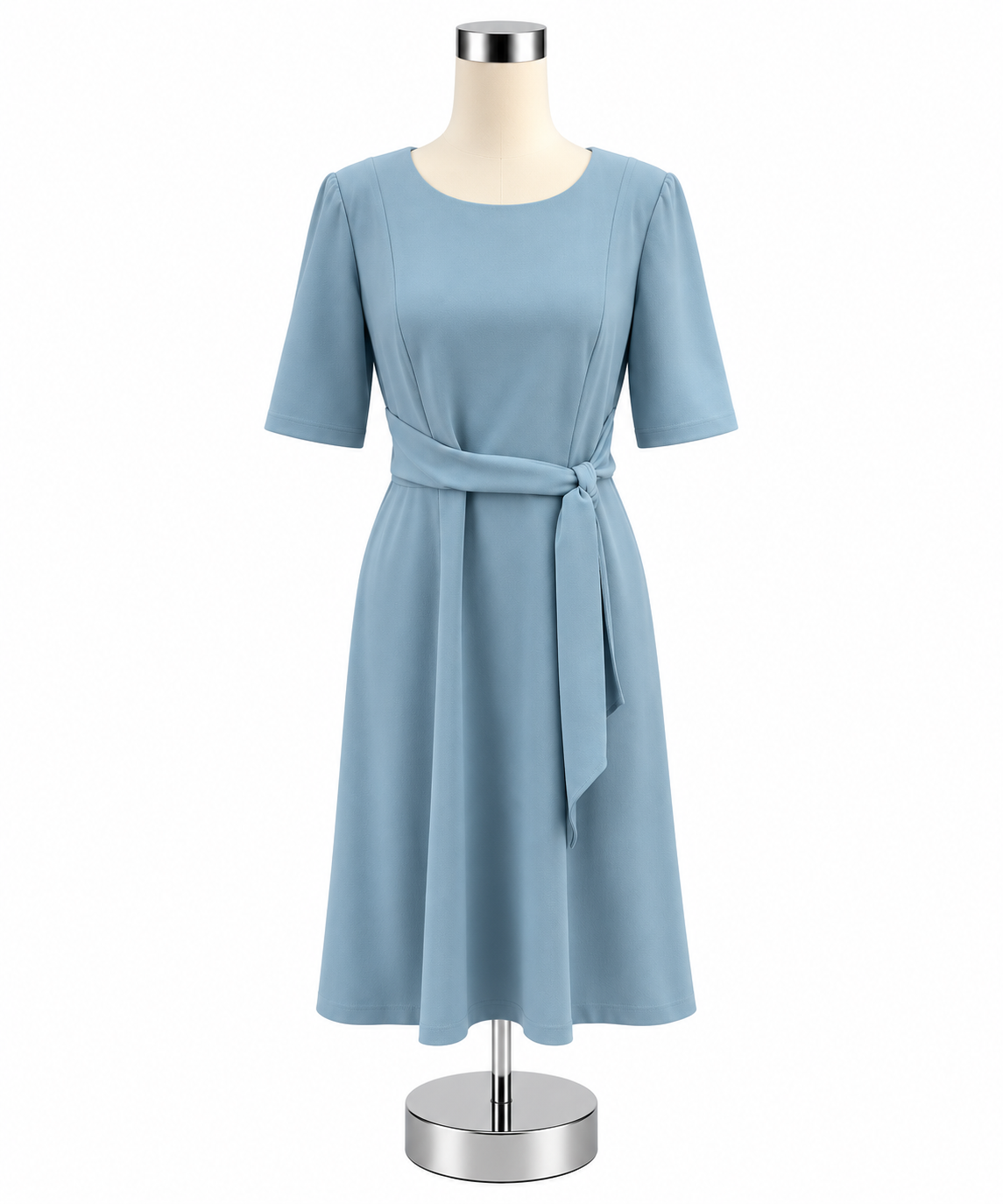 Adrianna Papell Light Blue Crepe Short Sleeve Sheath Midi Dress Size 8 - ONLINE ONLY