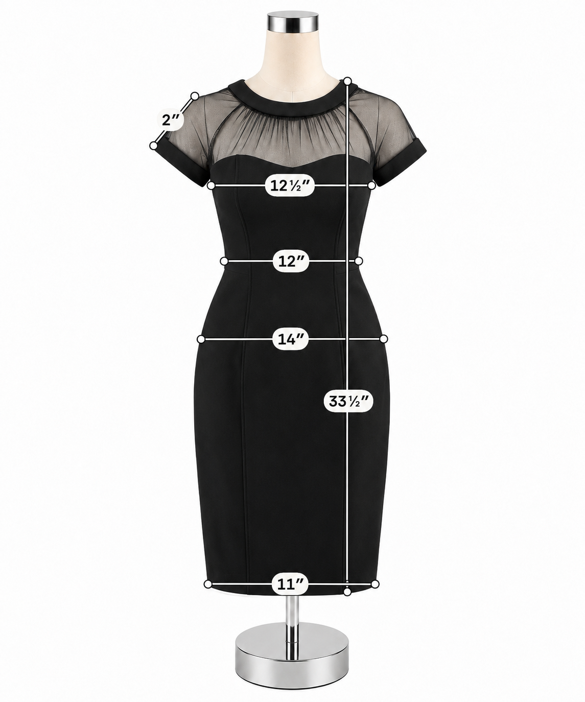 Maggy London Petites Sheer Yoke Sheath Cocktail Dress Black Size 0 Petite