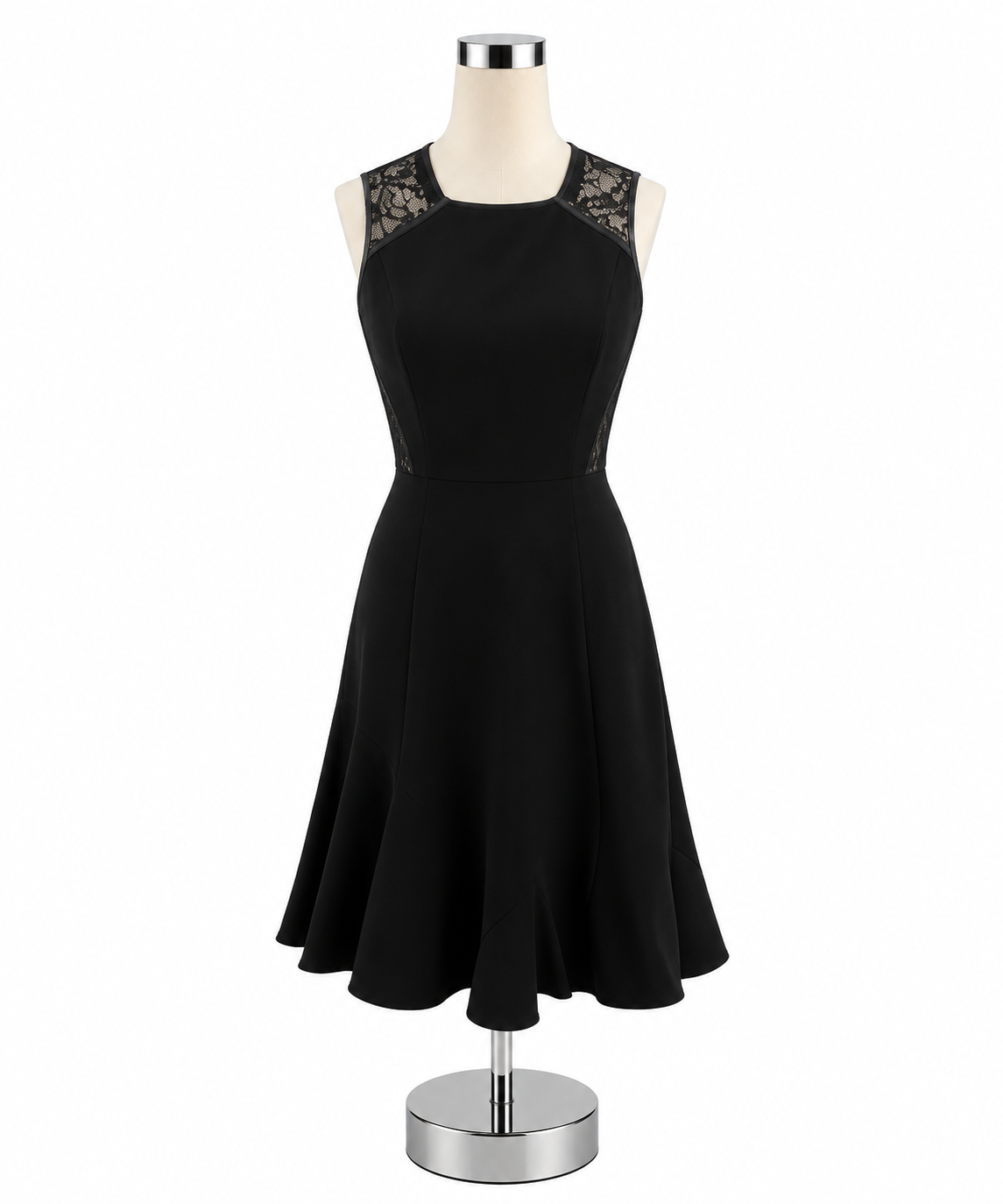Shoshanna Black Lace Inset Fit &amp; Flare Sleeveless Dress Size 2 - ONLINE ONLY