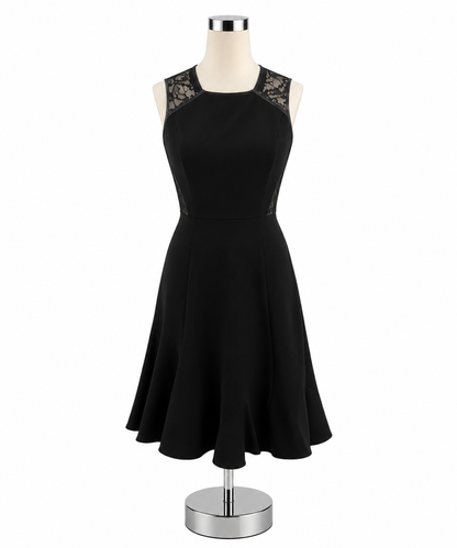 Shoshanna Black Lace Inset Fit &amp; Flare Sleeveless Dress Size 2 - ONLINE ONLY