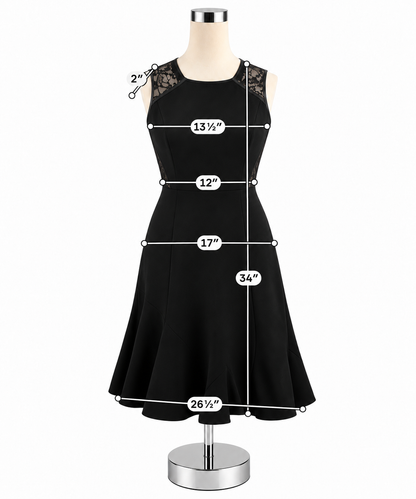 Shoshanna Black Lace Inset Fit &amp; Flare Sleeveless Dress Size 2 - ONLINE ONLY