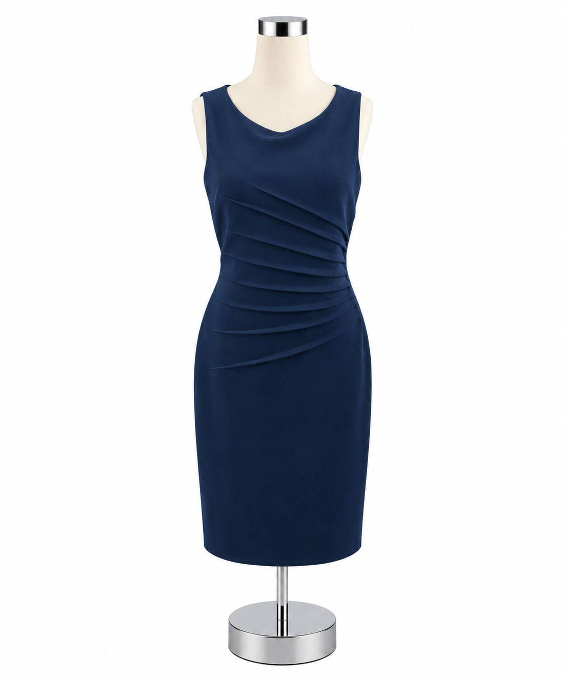Ivanka Trump Navy Blue Textured Ruched Sheath Dress Size 10 - ONLINE ONLY
