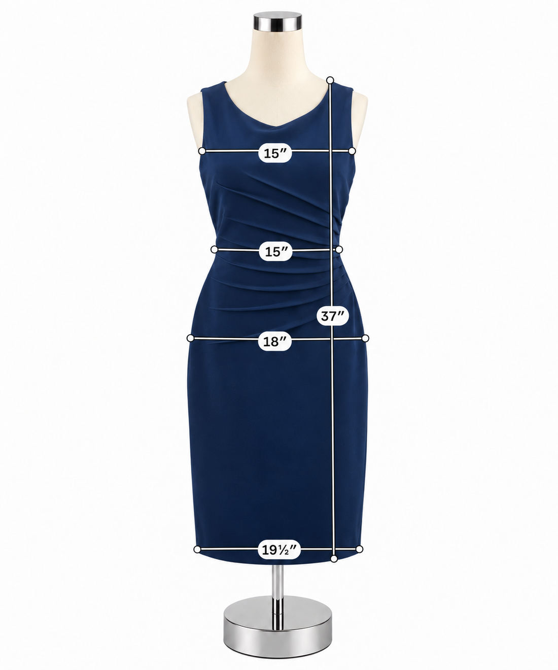 Ivanka Trump Navy Blue Textured Ruched Sheath Dress Size 10 - ONLINE ONLY