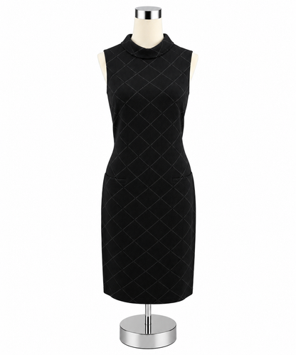 Sharagano Diamond Jacquard Knit Sheath Dress Black Gray Size 10 - ONLINE ONLY