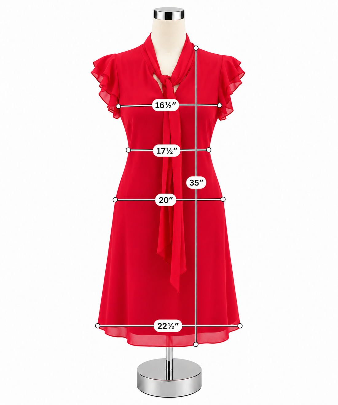 Vince Camuto Fuchsia Red Tie-Neck Flutter Sleeve Dress | Size 8