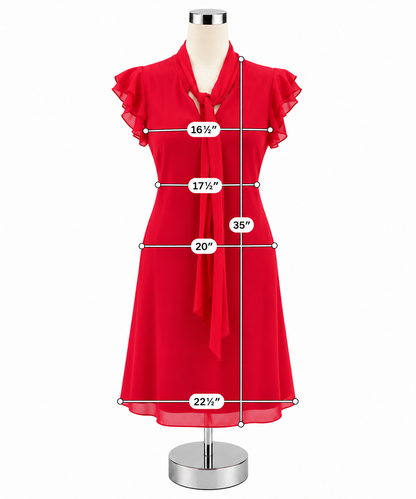 Vince Camuto Fuchsia Red Tie-Neck Flutter Sleeve Dress | Size 8