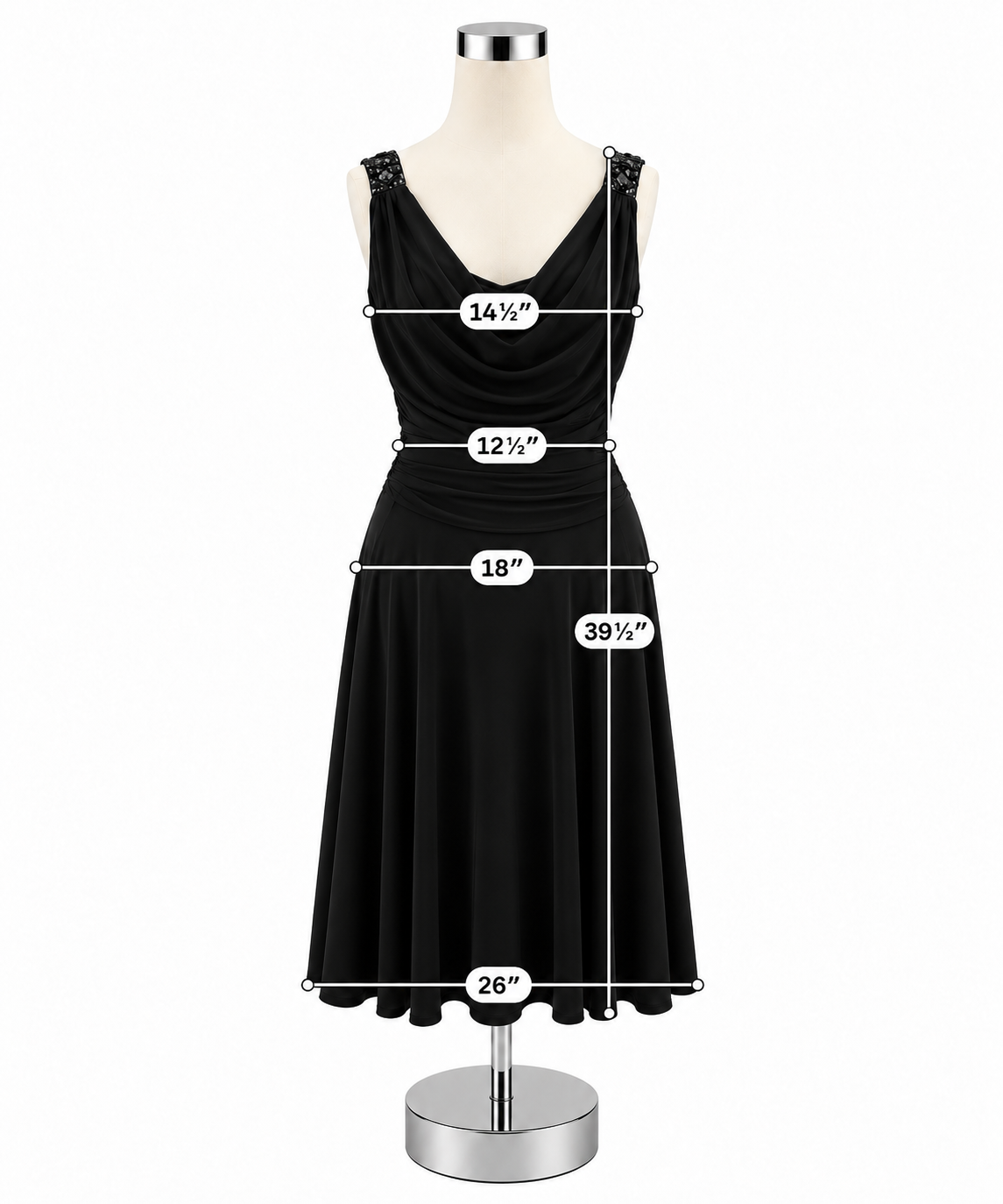 Jessica Howard Evenings Black Jeweled Cowl Neck Cocktail Dress Size 8 - ONLINE ONLY