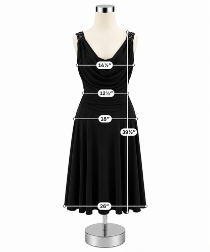 Jessica Howard Evenings Black Jeweled Cowl Neck Cocktail Dress Size 8 - ONLINE ONLY