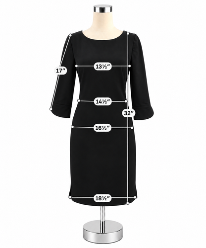 Vince Camuto Black Exposed Zipper Sheath Dress 3/4 Sleeve Size 2 - ONLINE ONLY
