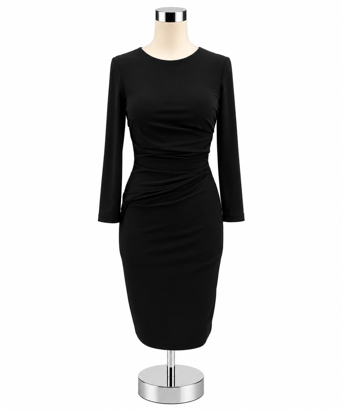 Vince Camuto Side Ruched Sheath Dress Black Size 2 | LBD 3/4 Sleeve - ONLINE ONLY