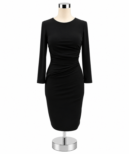 Vince Camuto Side Ruched Sheath Dress Black Size 2 | LBD 3/4 Sleeve - ONLINE ONLY
