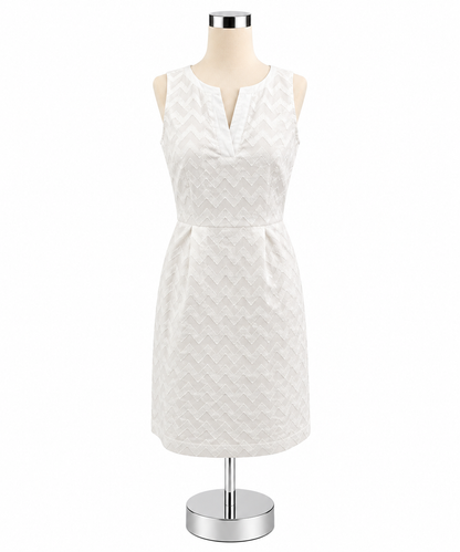 Tommy Hilfiger White Textured Jacquard Sleeveless Dress Size 2 - ONLINE ONLY