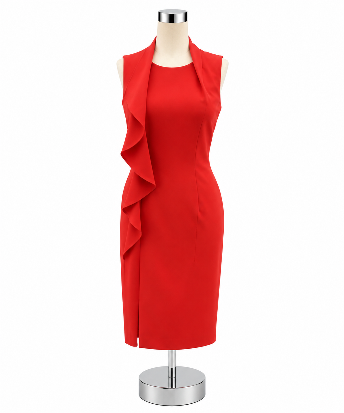 Antonio Melani Coral Red Ruffle Front Sheath Dress Size 2 - ONLINE ONLY
