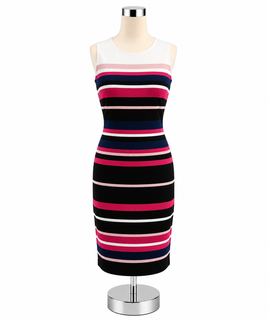 White House Black Market Striped Sheath Dress Navy Pink White Size 4 - ONLINE ONLY