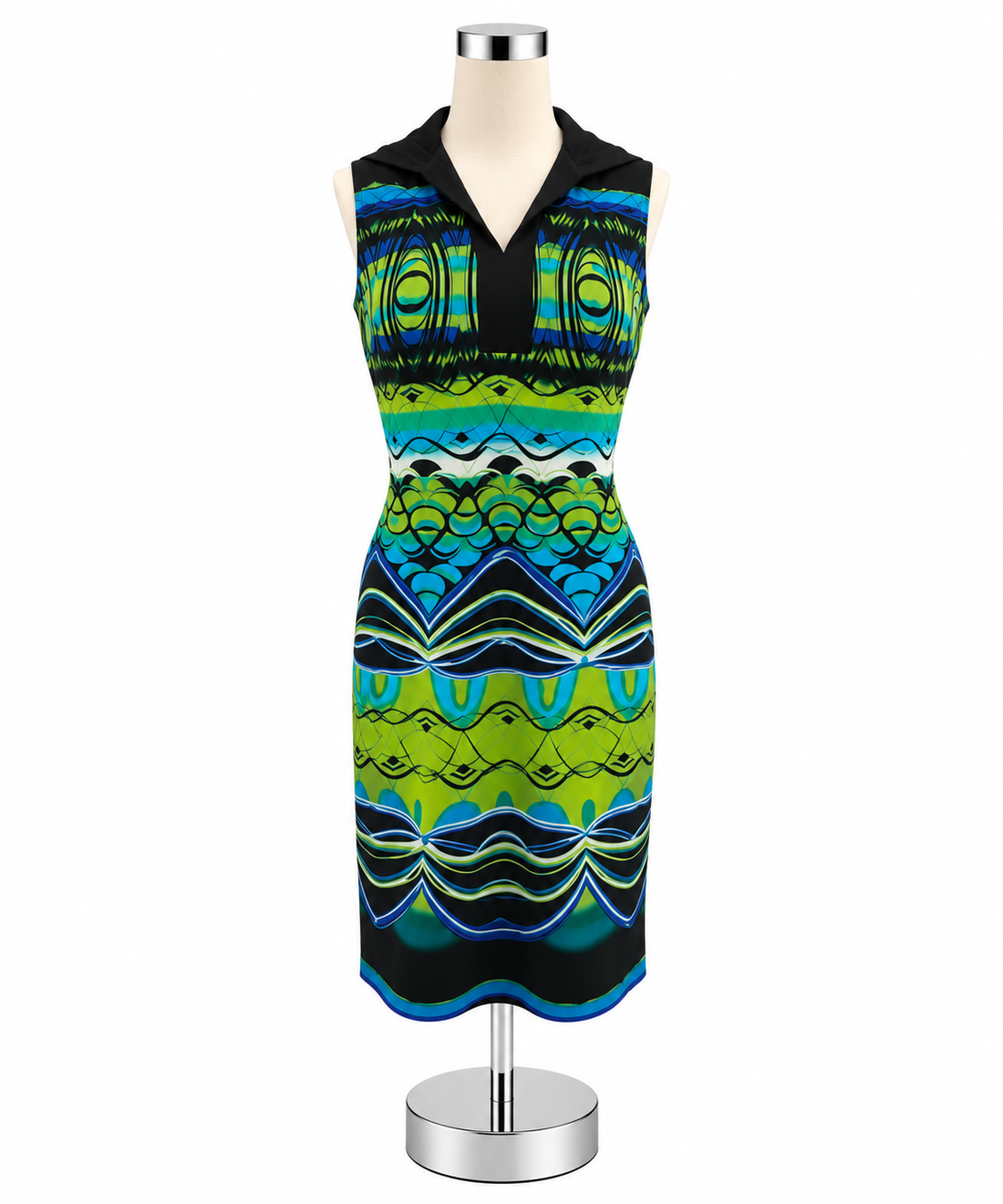 Carole Little Abstract Wave Print Sleeveless V-Neck Sheath Dress Size 6 - ONLINE ONLY