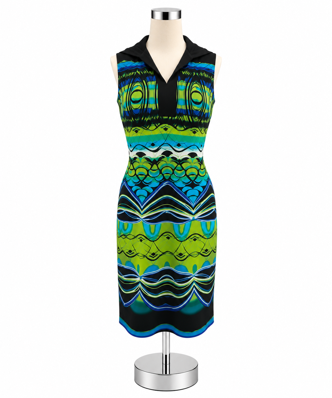 Carole Little Abstract Wave Print Sleeveless V-Neck Sheath Dress Size 6 - ONLINE ONLY