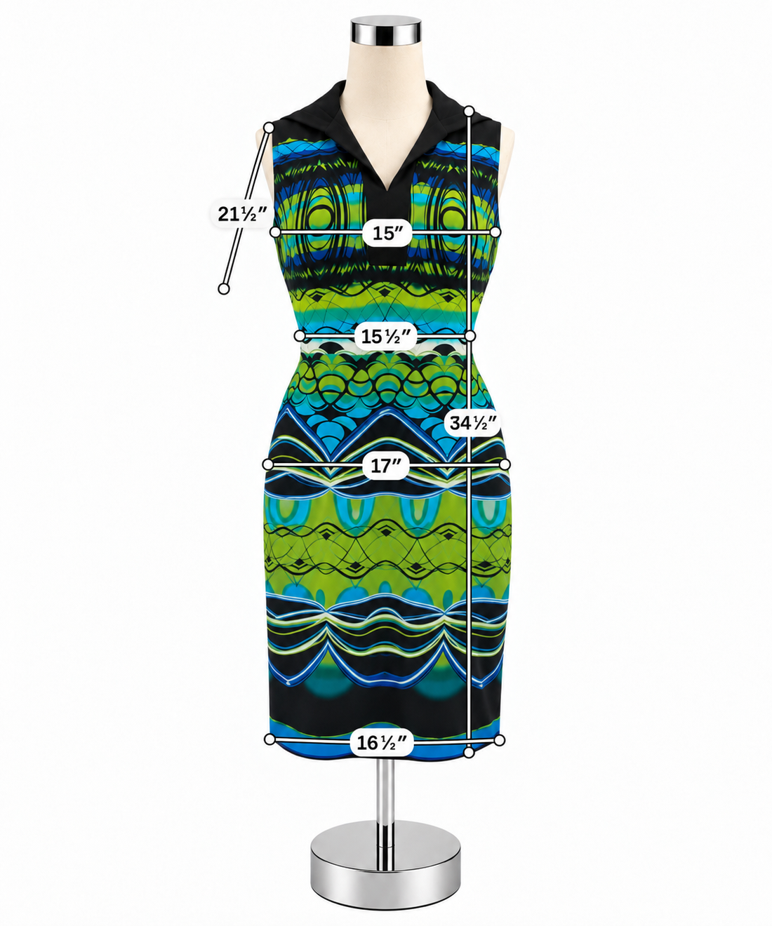 Carole Little Abstract Wave Print Sleeveless V-Neck Sheath Dress Size 6 - ONLINE ONLY