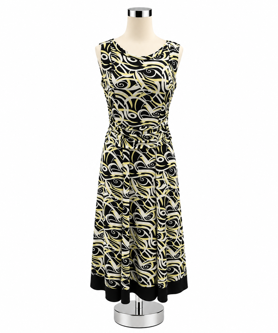 Perceptions Yellow Black Floral Print Sleeveless Sheath Dress Size 8 - ONLINE ONLY