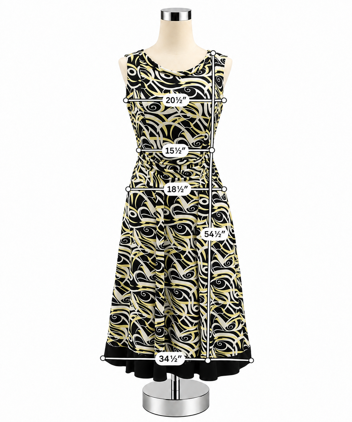 Perceptions Yellow Black Floral Print Sleeveless Sheath Dress Size 8 - ONLINE ONLY